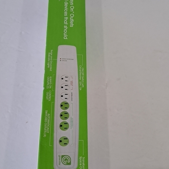 New Greenlite Surge Protector Strip 7 Outlets 1440 Joules 3 Foot Cord Boxed - Picture 6 of 7